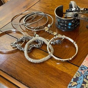 Bundle of 14 silver tone bracelets!